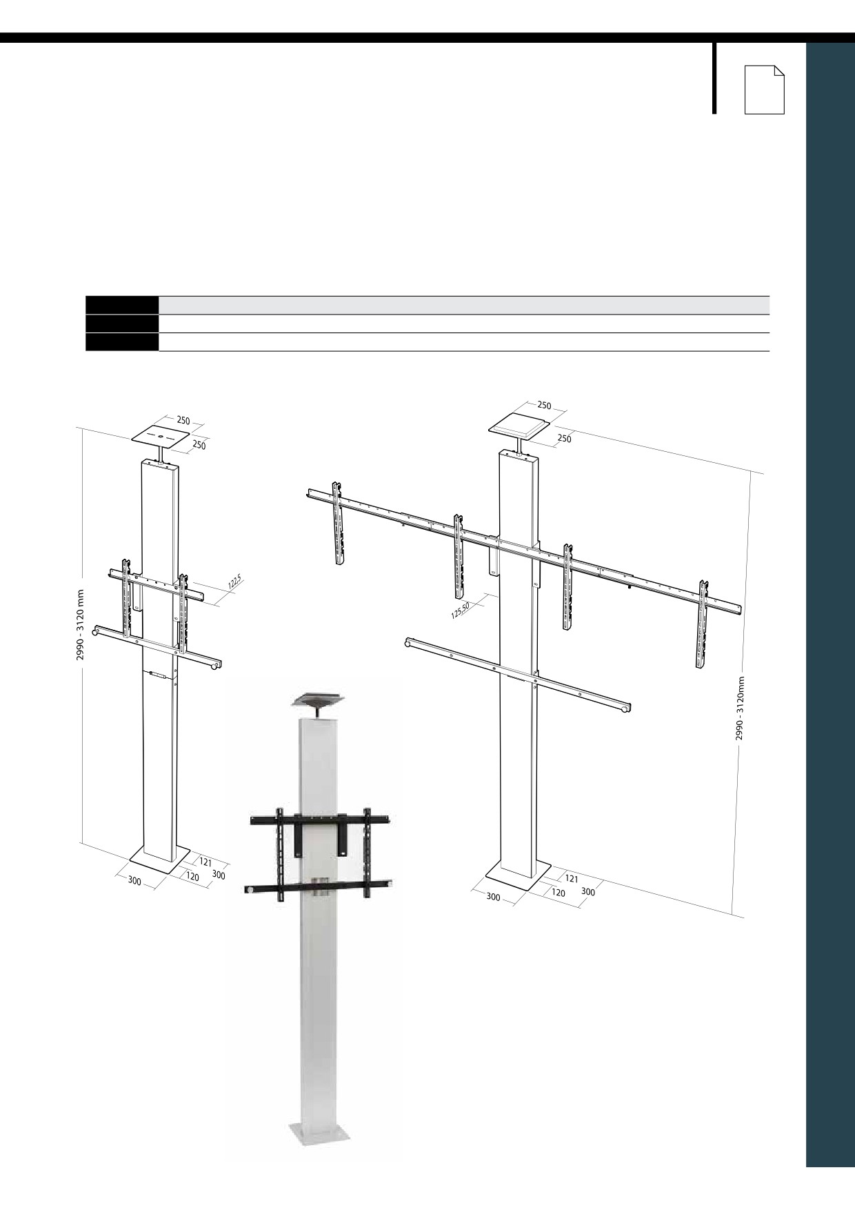 Support mural pour satellite, Distance par rapport au mur: 150 mm, Pince  de diamètre: 48 mm, Taille maximale du plat: 100 cm, Acier