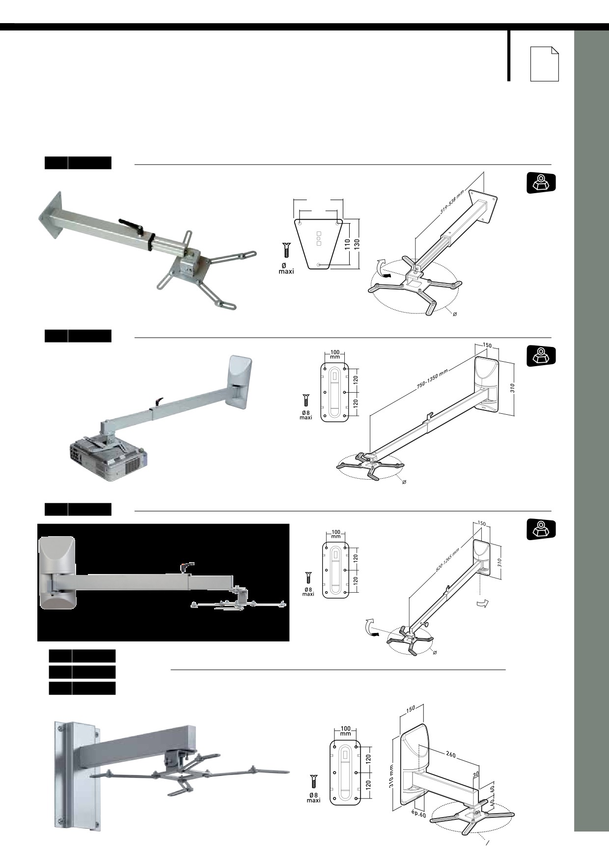 Fixation coffre de toit U-bracket box kit de fixation 4 vis boitier 85mm